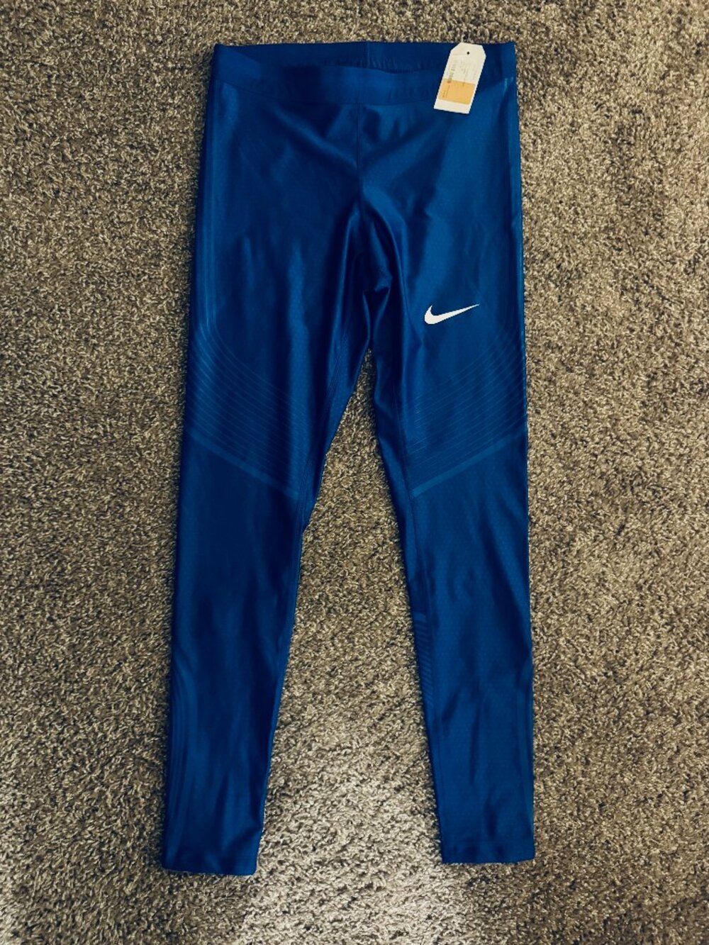 Nike DriFit Blue Athletic Leggings with White Swoosh